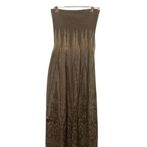 Gray Embellished Strapless Maxi Bohemian Dress